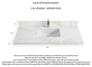Boston 42 Single Sink Bath Vanity in White 2" Calacatta Nuvo