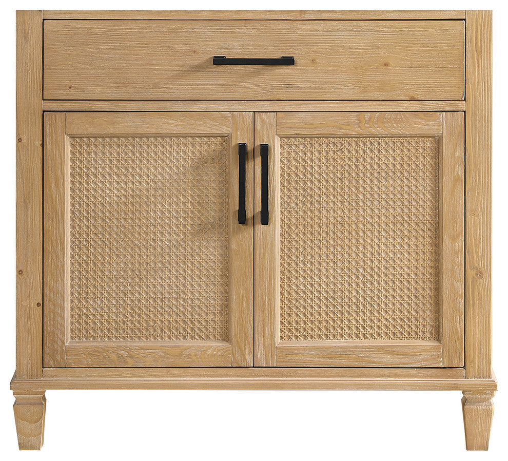 Solana Bathroom Cabinet Vanity Base, Weathered Fir, 36", Without Mirror