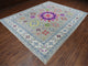Colorful Fusion Kazak Geometric Design Pure Wool Hand-Knotted Rug, 9'2"x11'7"
