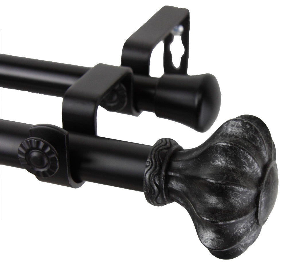 Maurice Double 13/16 inch dia. Curtain Rod, Black, 120"-170"
