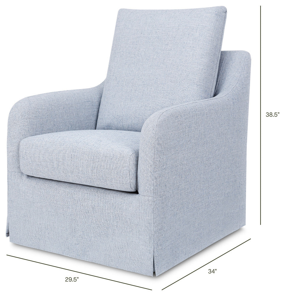 Reese Slipcover Swivel Glider, Chambray Eco-Linen