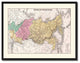 Russia, Siberia Vintage Map Print On Canvas With Picture Frame 28" X 37"
