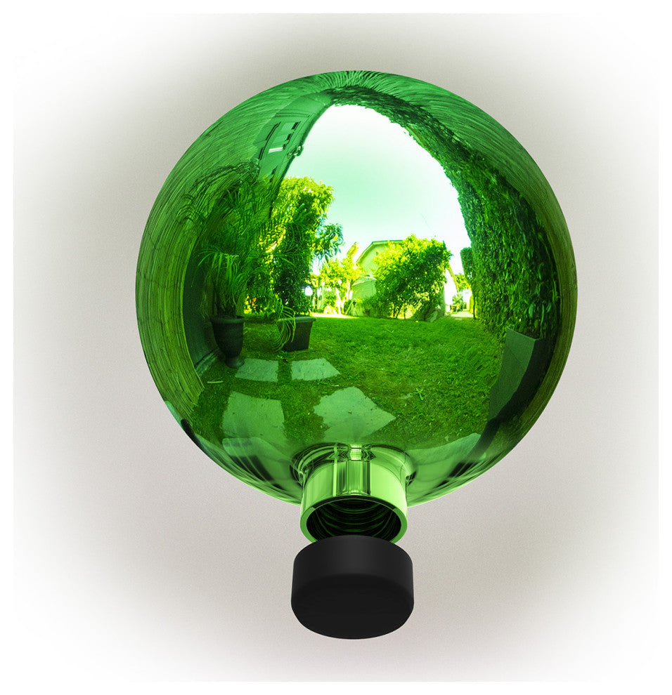 10" Diamater Indoor/Outdoor Glass Gazing Globe Festive Yard DÃ©cor, Green