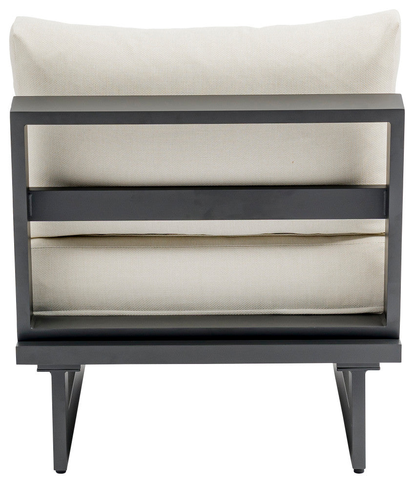 Maldives Outdoor Patio Armless Chair, Cream, Grey Frame