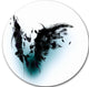 Black Wings, Abstract Digital Art Round Metal Wall Art, 38"