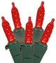 Red LED M5 Mini Christmas Lights, Green Wire, Set of 70