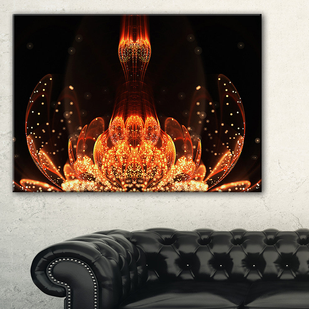 "Bright Orange Glossy Fractal Flower" Floral Wall Art Canvas, 40"x30"