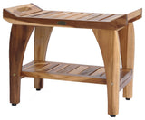EcoDecors Earthy Teak Tranquility 24" Teak Shower Bench with Shelf