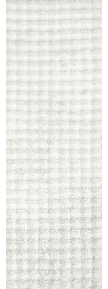 Nuloom Jeni Solid Faux Rabbit Machine Washable Area Rug, Off White 2'6"x8'