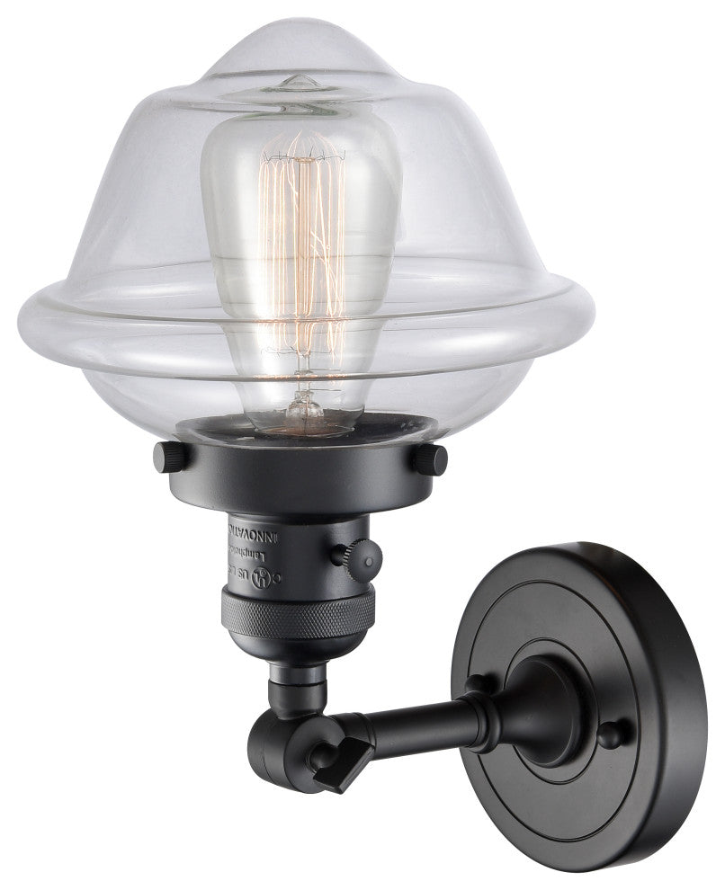 Small Oxford 1-Light Sconce, Matte Black, Glass: Clear