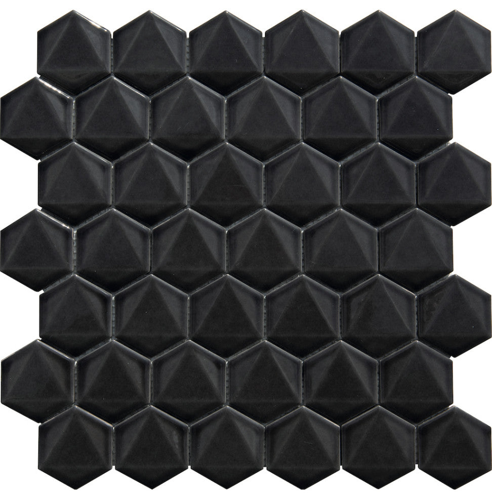 Ciner Brown 3D 2" Hexagon Polished Porcelain Mosaic, 30 Sq Ft.