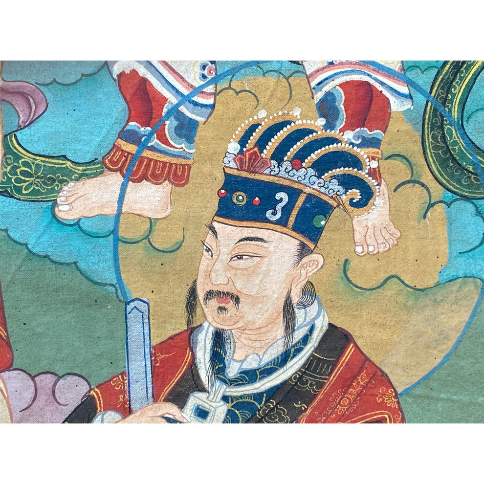 Large Chinese Canvas Art of The Three Great Emperor - Officials Hcs7164