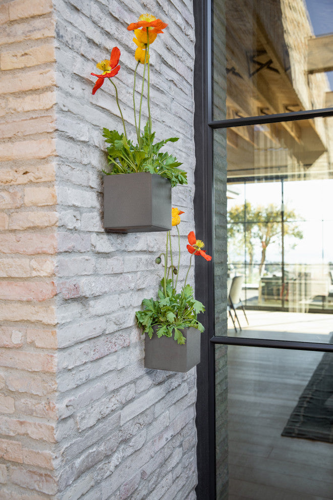 Veadek Geo Series Hanging 5" Planter, Grey, 5", 2 Pack