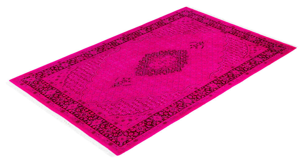 Overdyed One-of-a-Kind Hand-Knotted Area Rug Pink, 4' 7" x 7' 4"