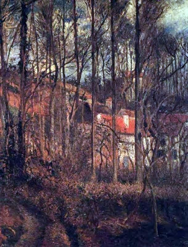 Camille Pissarro Grey Day Banks of the Oise, Gallery Wrapped Canvas, 21"x28"