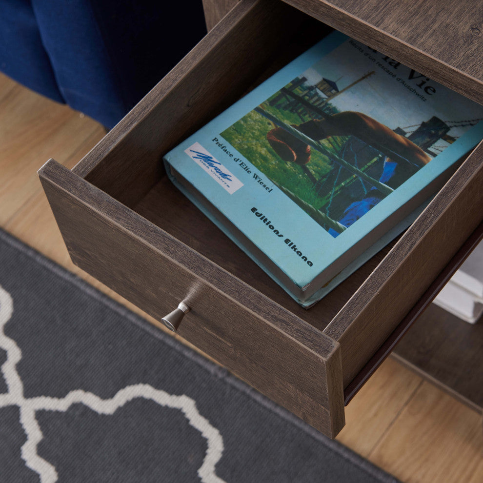 Side Table Storage Drawer and Shelf