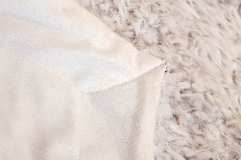 Faux Fur Throw Blanket, Off-White Shaggy Plush
