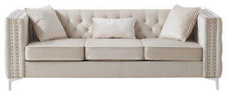 Paige Tufted Velvet Sofa, Ivory