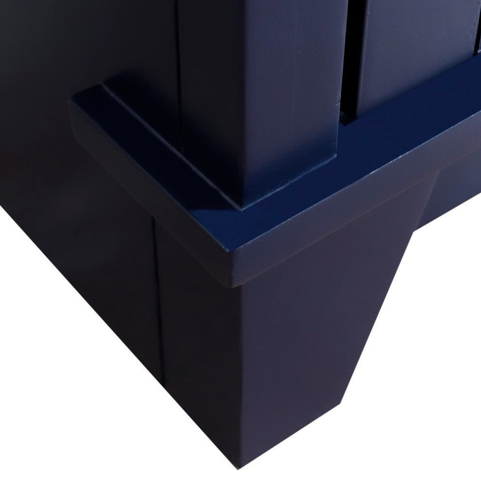 37" Single Sink Vanity, Blue Finish With Gray Granite And Left Door/Left Sink