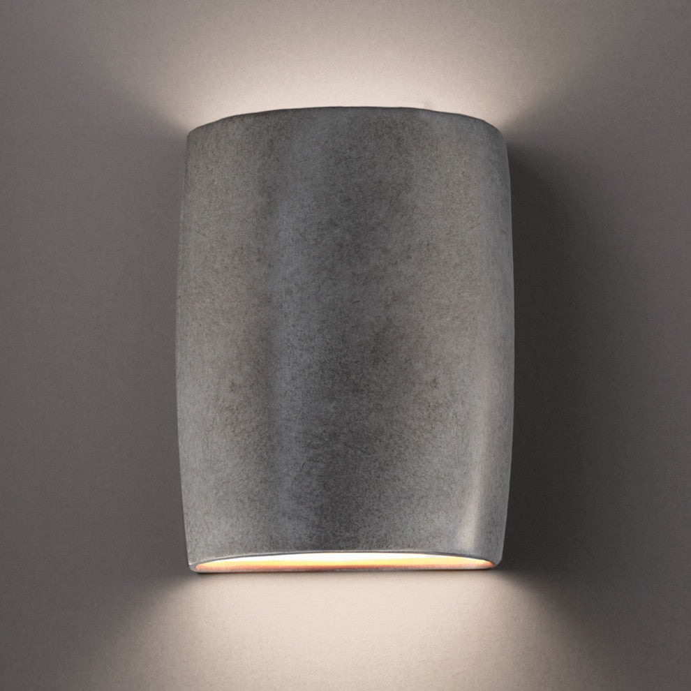 Ambiance ADA Outdoor Large Ceramic Wide Cylinder Wall Sconce Antique Silver, LED
