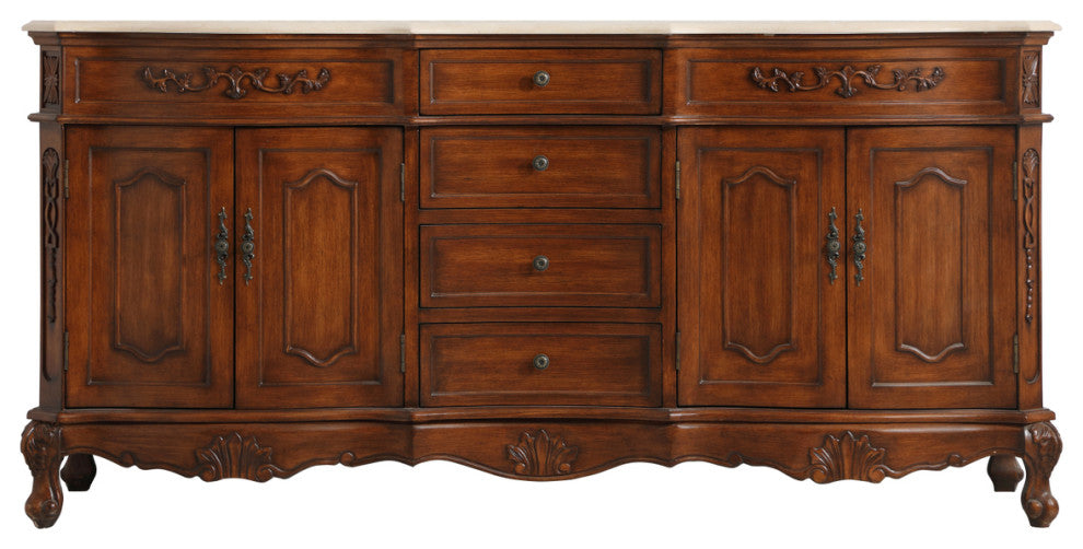 72" Double Bathroom Vanity, Teak