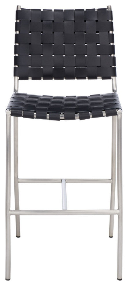 Safavieh Olenna Woven Counter Stool, Black/Silver