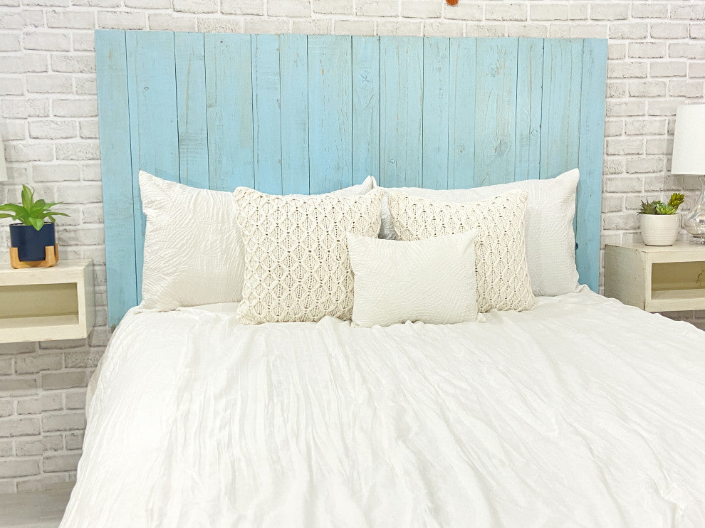 Handcrafted Headboard, Leaner Style, Baby Blue, Queen