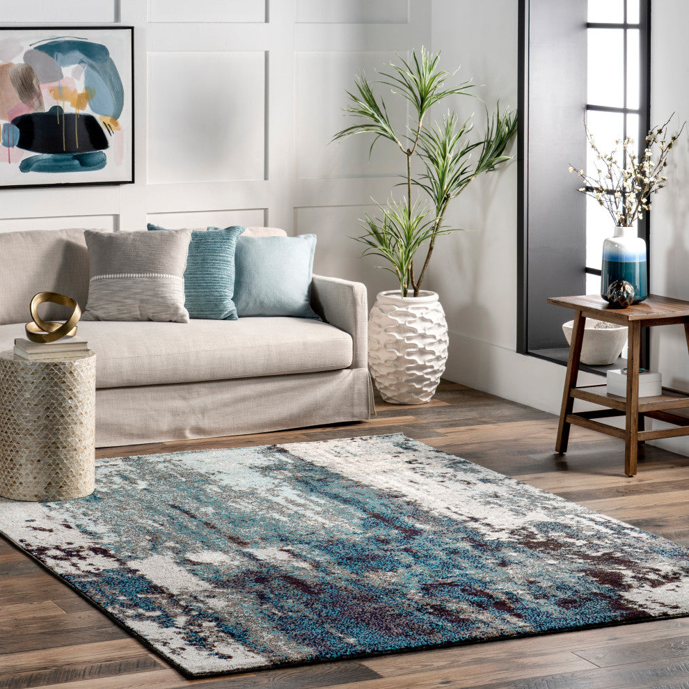 Nuloom Winter Abstract Area Rug, Teal 6'7"x9'