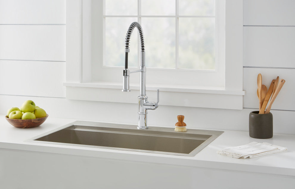 Kinzie Single Handle Pre-Rinse Kitchen Faucet Chrome, Chrome