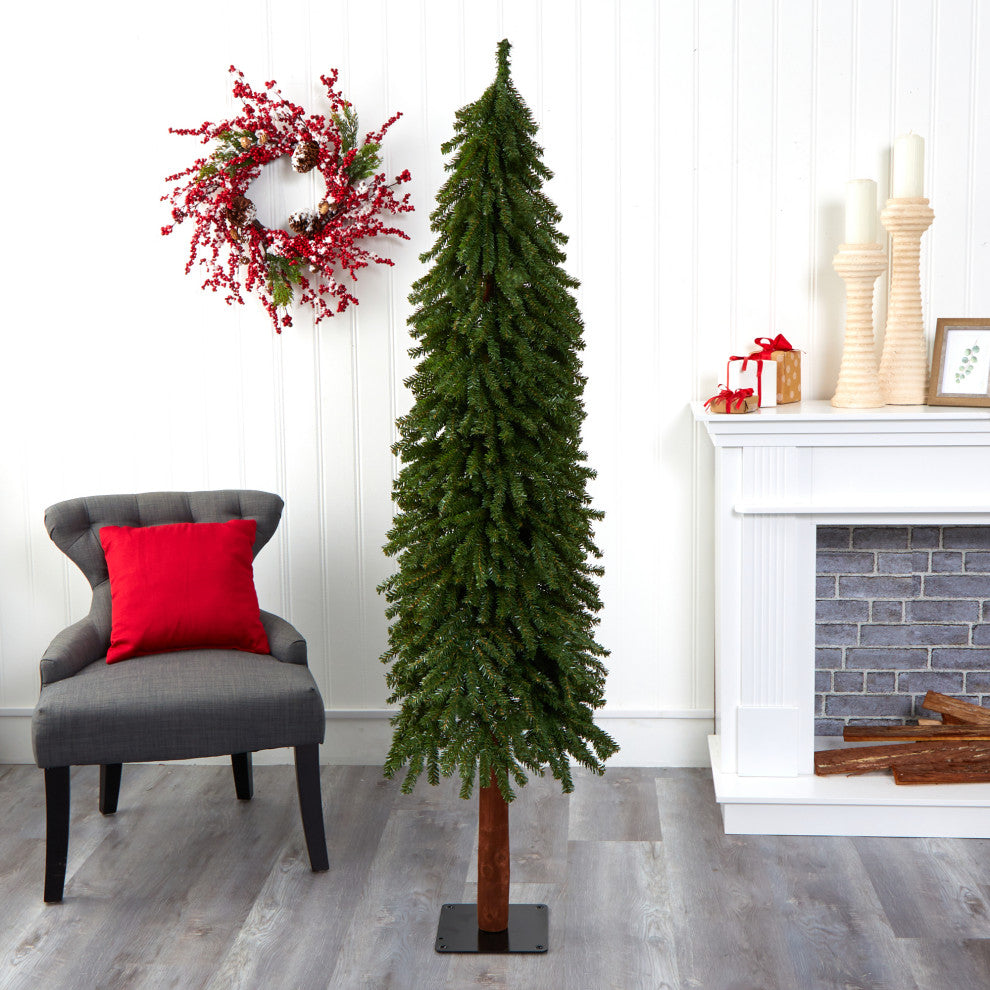 6ï¿½ Grand Alpine Christmas Tree with 601 Bendable Branches on Natural Trunk