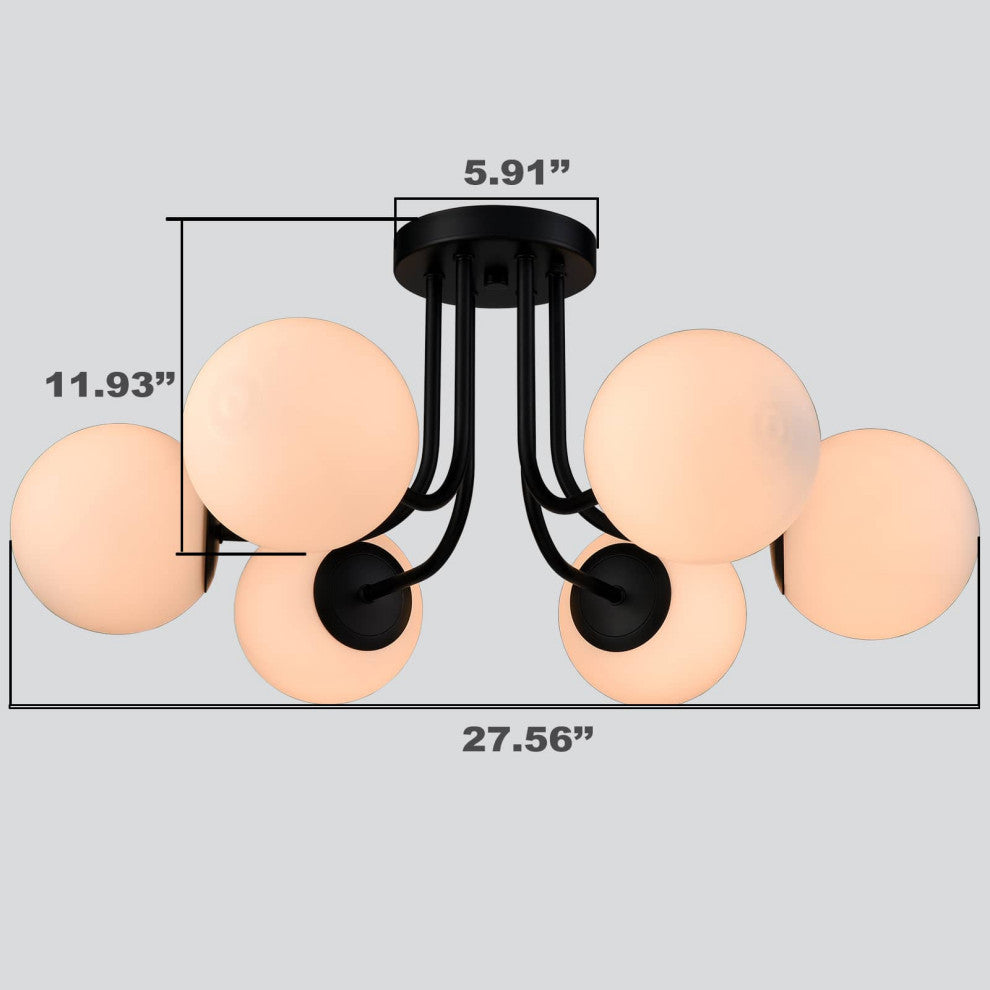 Globe Semi Flush Mount Ceiling Light Fixture, 6-Light