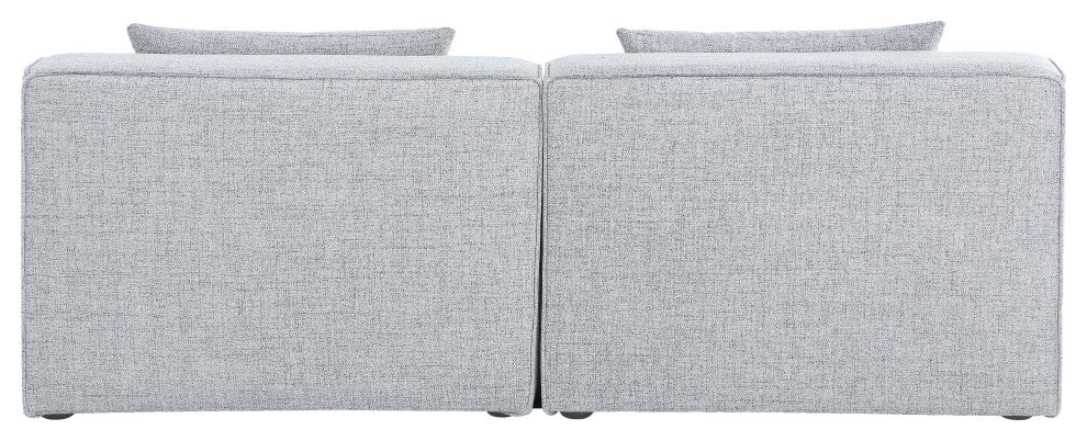 Cube Upholstered Modular Sofa, Gray, 2-Piece: 2 Armless Chair, Linen Texured Fabric