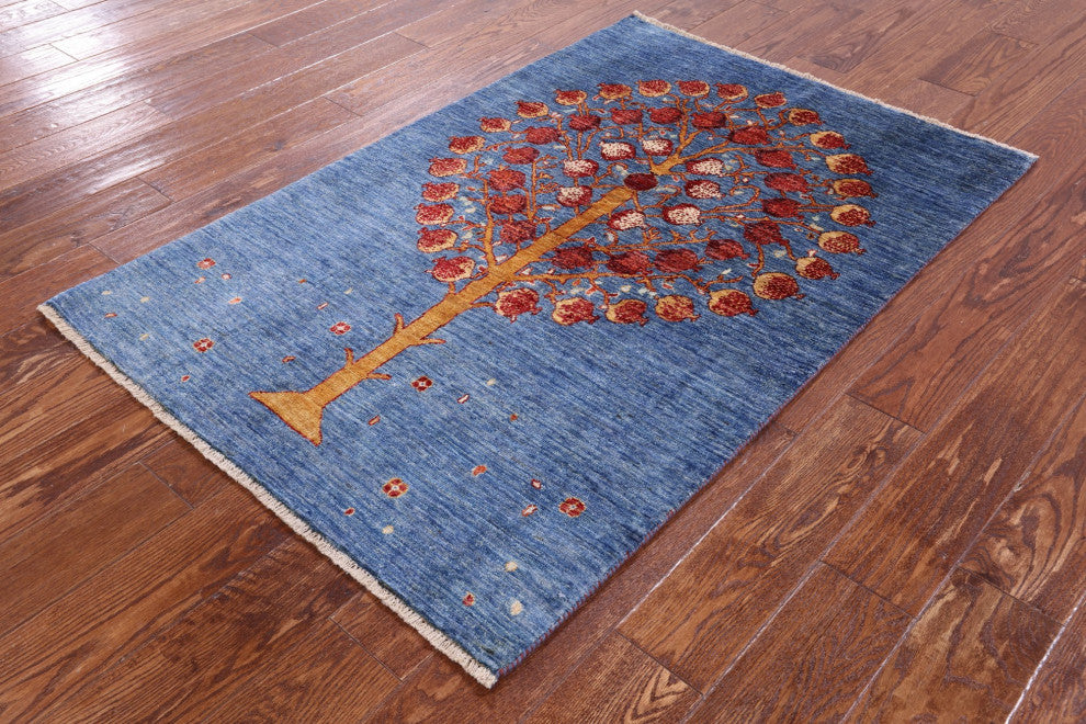 Pomegranate Tree Persian Gabbeh Handmade Rug 3' 3" X 4' 10" Q11062