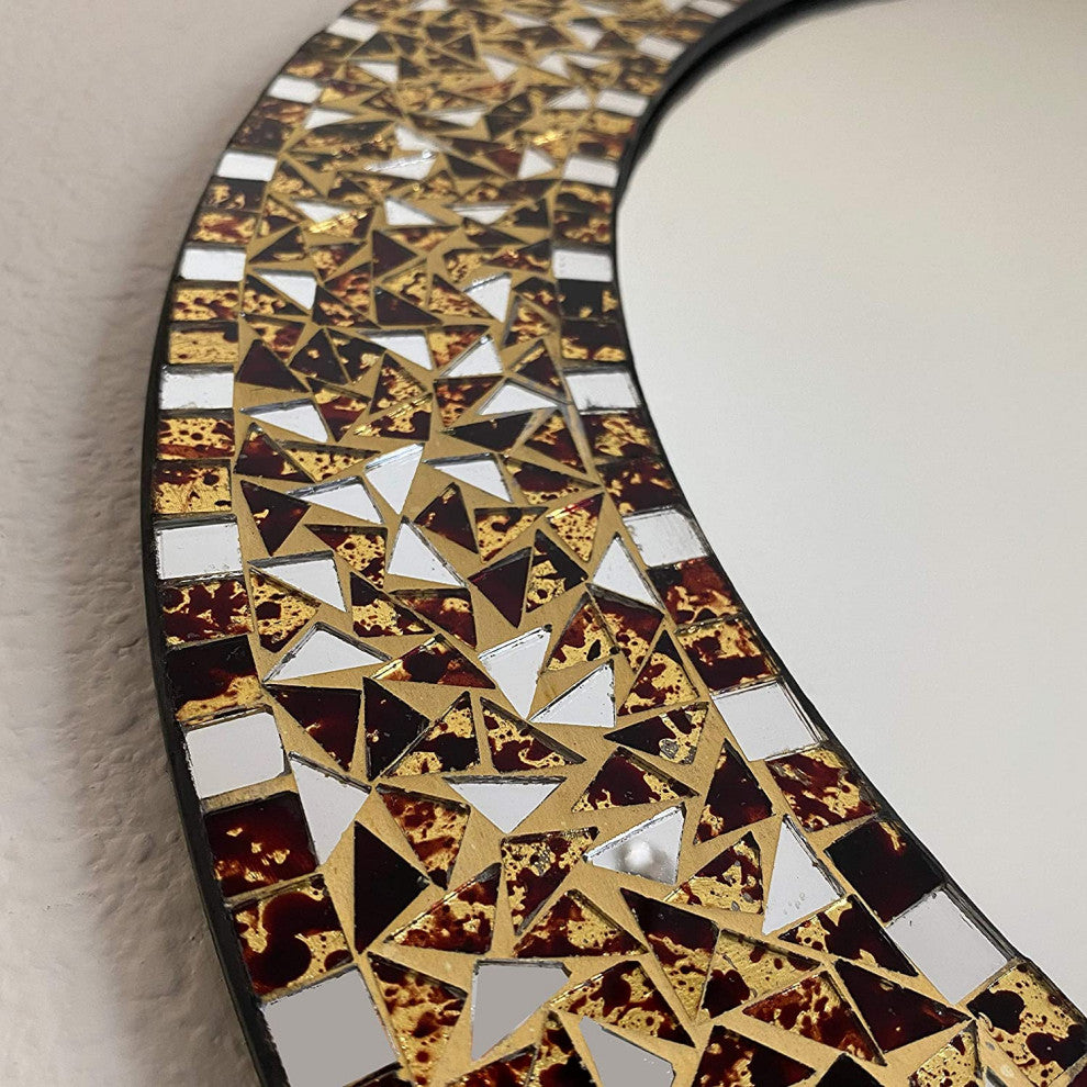 DecorShore 24" Decorative Mosaic Glass Wall Mirror (Golden Sands)