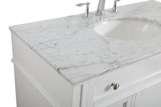 Home Living Vanity with Carrara White Marble Countertop, White, 42", Single Sink