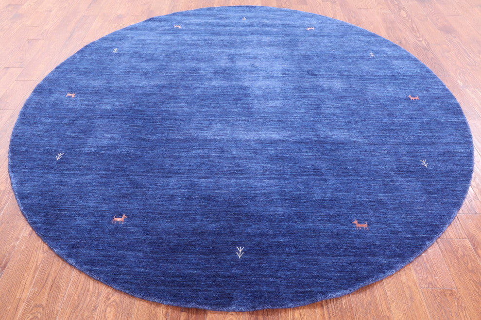 8' Round Persian Gabbeh Handmade Wool Rug - Q15038