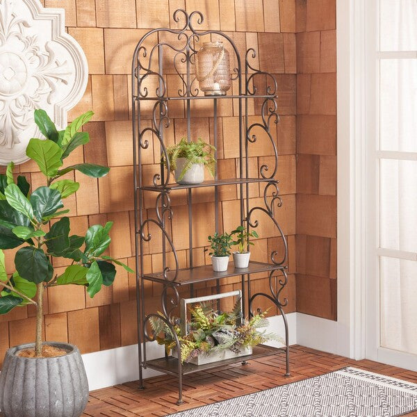 Safavieh Tyrique 4 Tier Shelf Unit, Rustic Brown