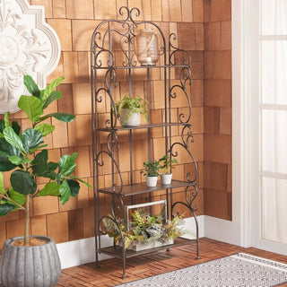 Safavieh Tyrique 4 Tier Shelf Unit, Rustic Brown