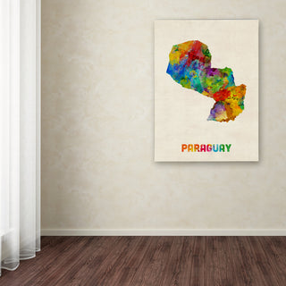 'Paraguay Watercolor Map' Canvas Art by Michael Tompsett