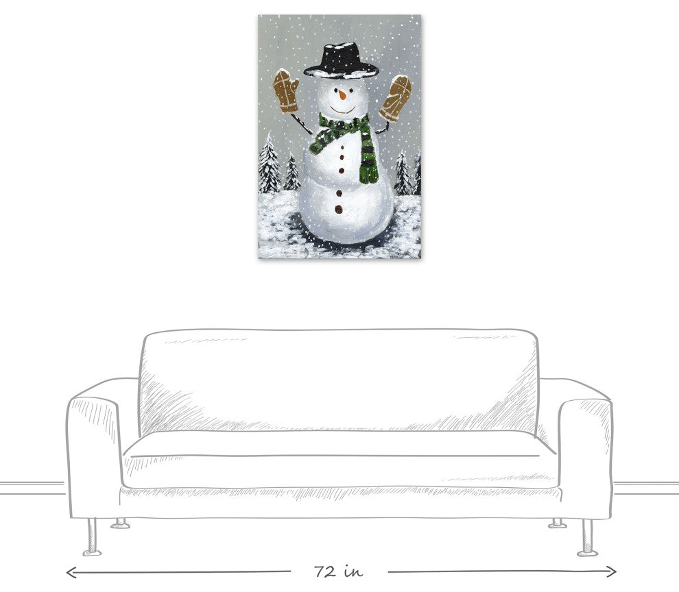 Wintery Snowman 24x36 Canvas Wall Art