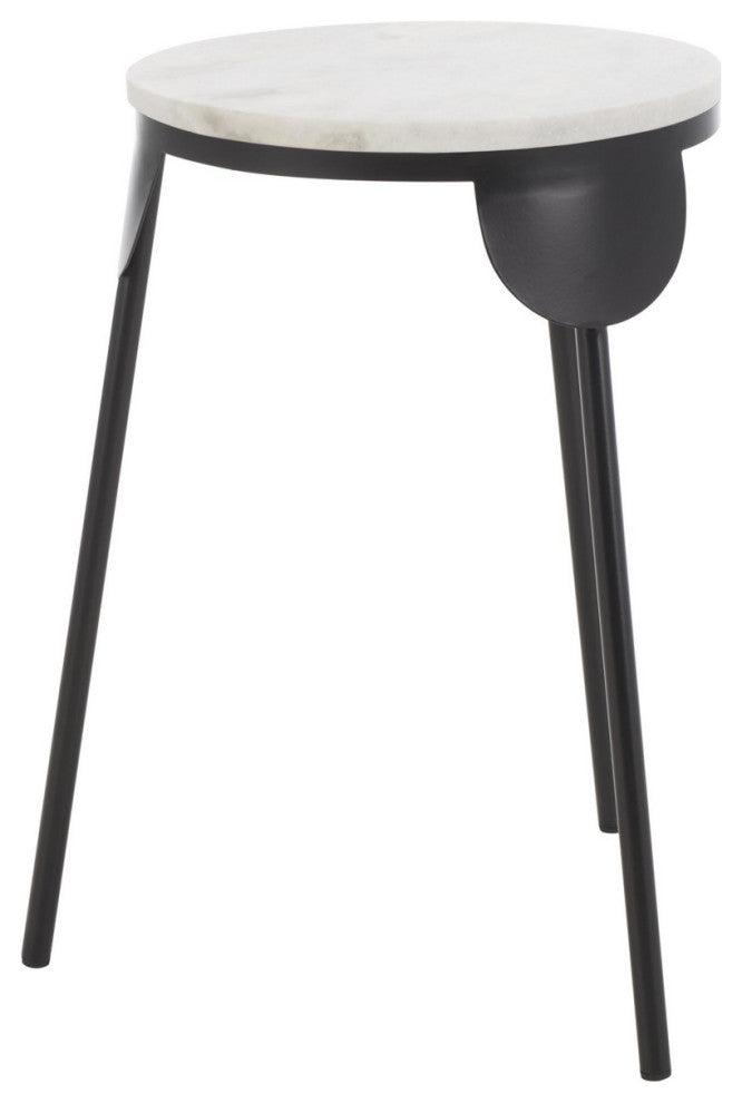 Safavieh Everbrooke Round Accent Table, White Marble/Black