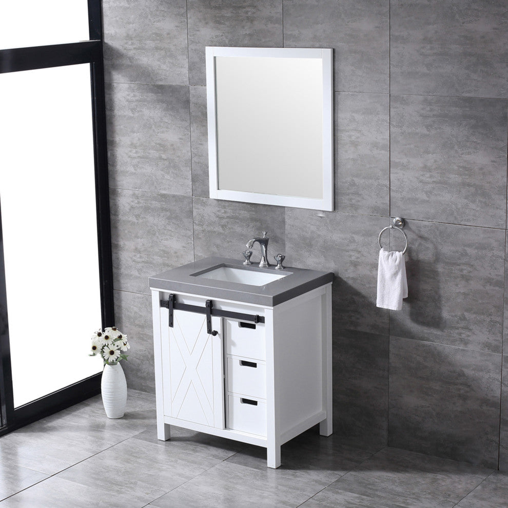 Marsyas Transitional White 30" Single Sink Vanity Set