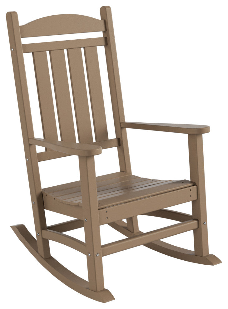 WestinTrends 2PC Outdoor Patio HDPE Adirondack Porch Rocking Chair Set, Weathered Wood