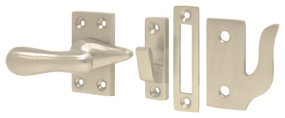 Casement Window Fastener/Lock With Strikes, Satin Nickel