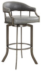 Pharaoh Swivel 30 Mineral Finish and Grey Faux Leather Bar Stool