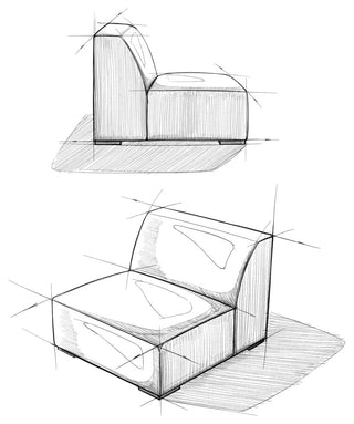 Rex Center Armless Sofa Module in Tightly Woven Performance Fabric