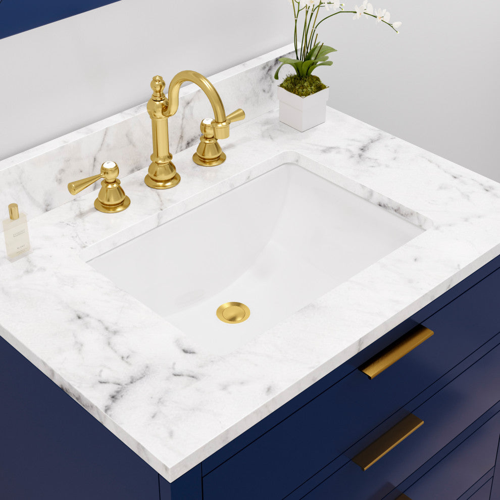 Bristol 30" Vanity, Blue With Mirrors and Hook Faucet