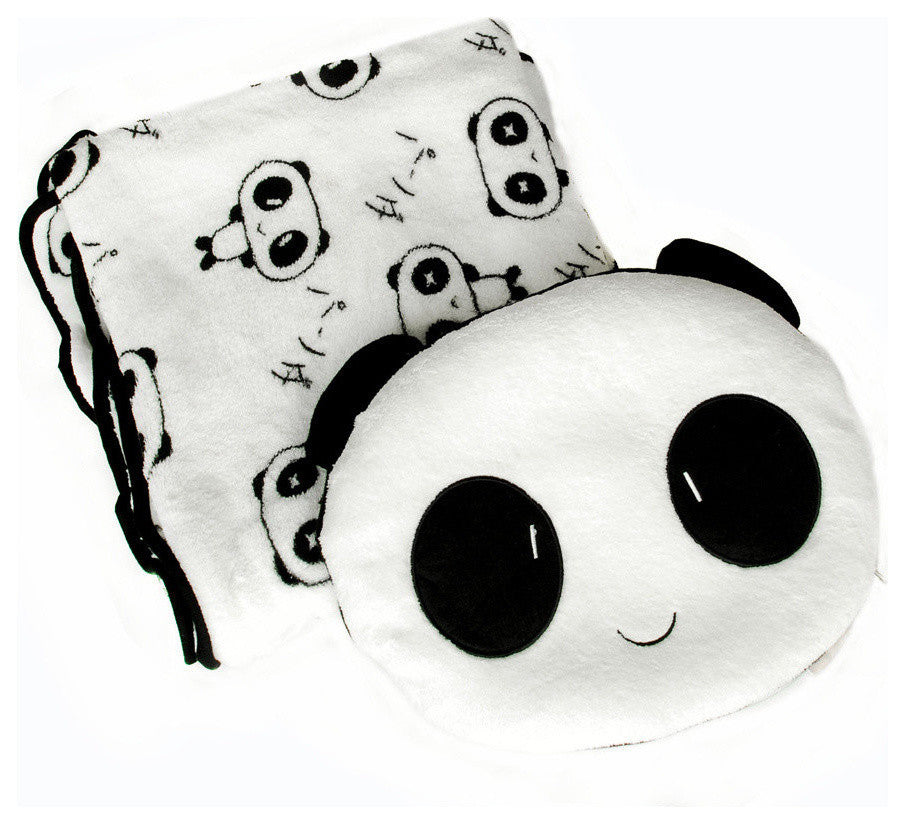 Friendly Panda Bolster Decorative Cushion Throw Pillow Blanket
