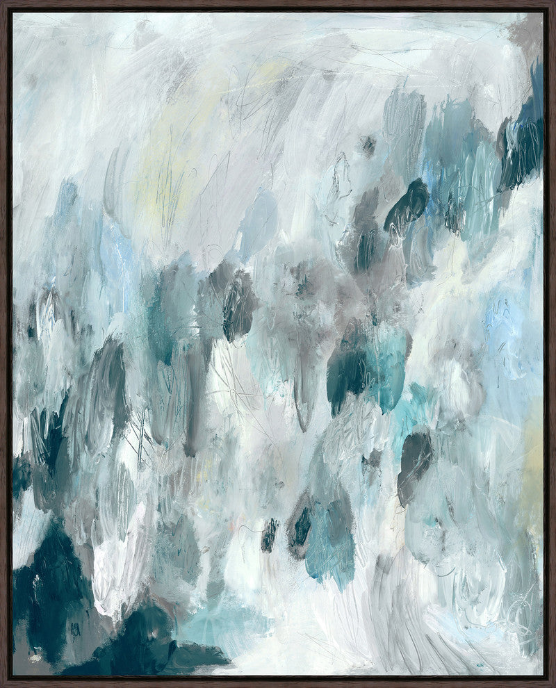 Blue Musings II, 31.25"x39.25", Espresso Natural Wood Gallery Floater