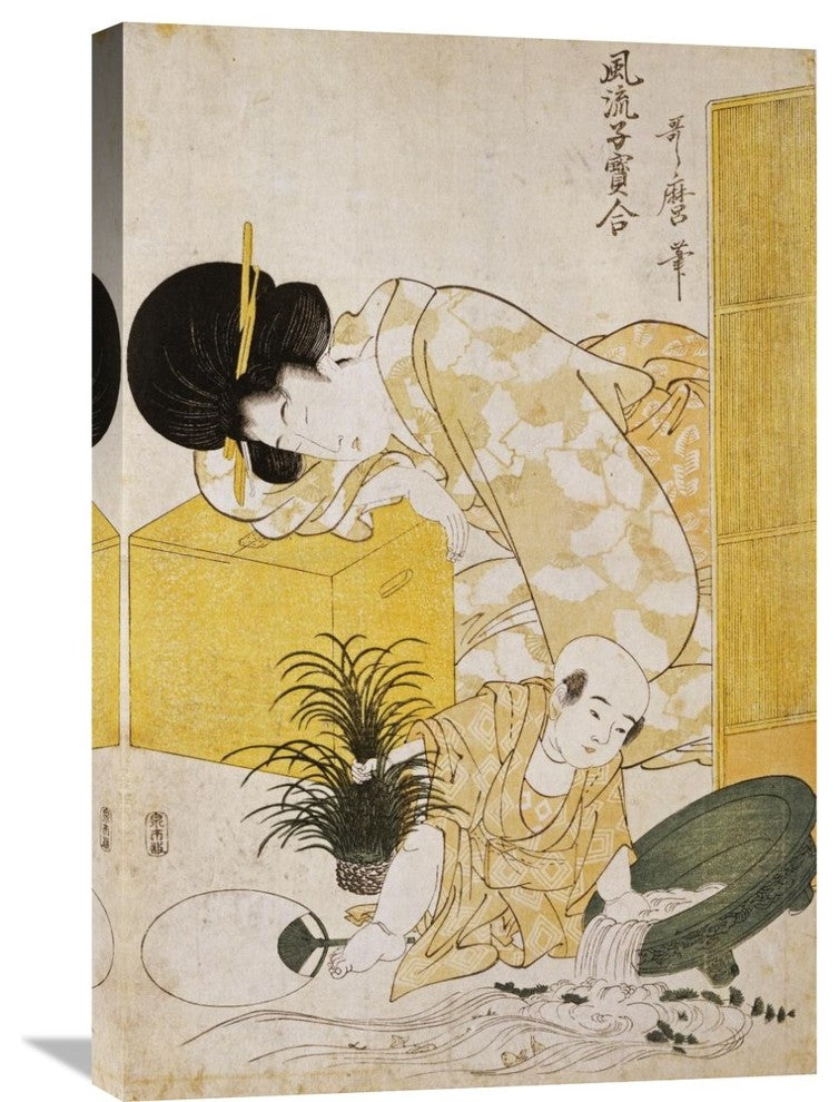 "A Mother Dozing While Her Child Topples a Fish Bowl" Artwork